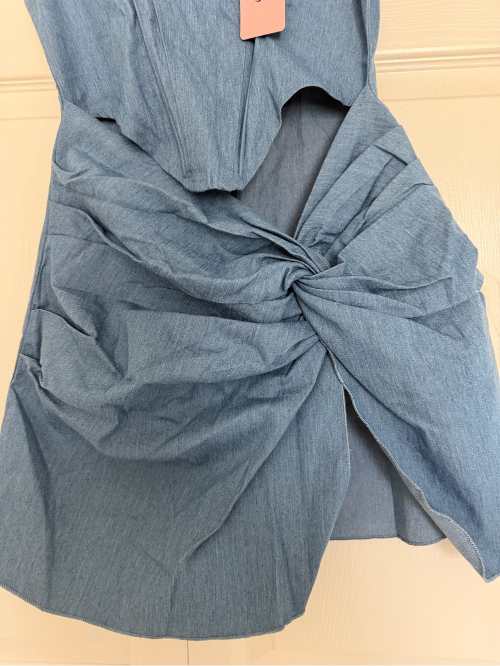 Micas - Blue Knot-Front Sleeveless Corset Mini Dress: Size Medium - Picture 3 of 7